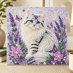 Moonlit lavender cat pearl diamond painting kit for beginners