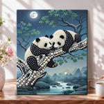 Moonlit panda pair pearl diamond painting kit for beginners