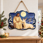 Moonlit peaceful moment paint by numbers door hanger as indoor wall decor