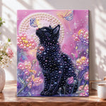 Moonlit pearl black cat pearl diamond painting kit for beginners