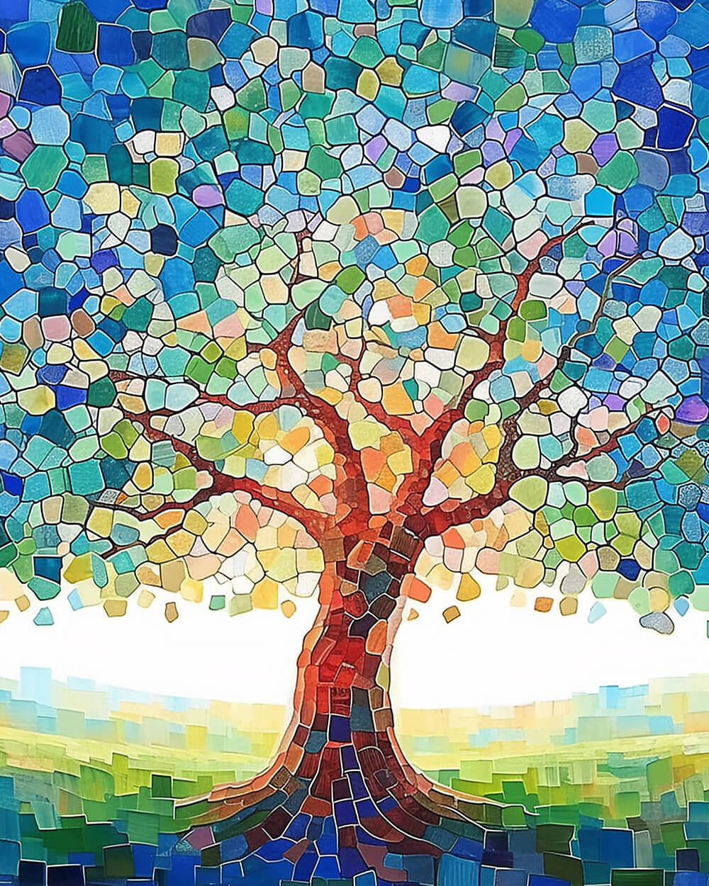 Mosaic tree of life paint by numbers kit for beginners
