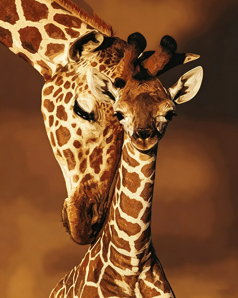 Mother and baby giraffe paint by numbers kit for beginners