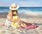 Mother and daughter on the beach paint by numbers kit for beginners