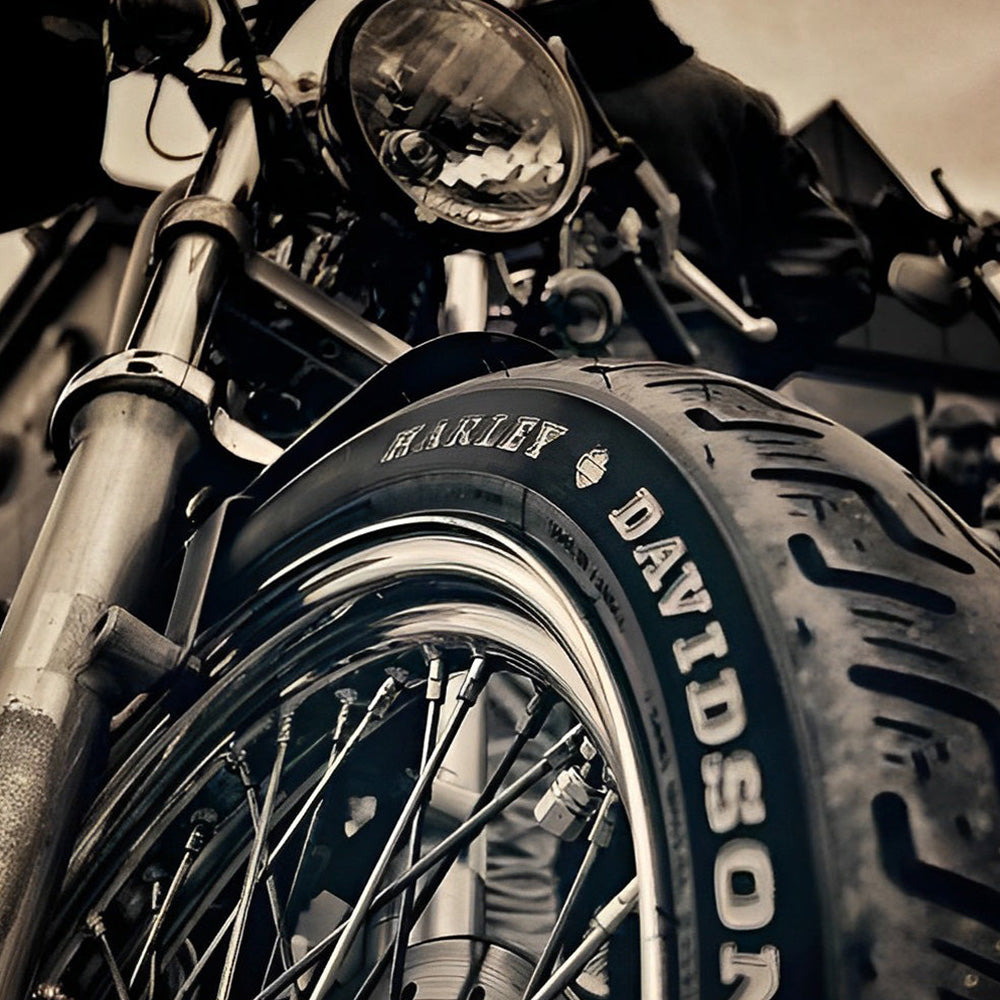 Motorcycle tyre close-up cross stitch kit for beginners