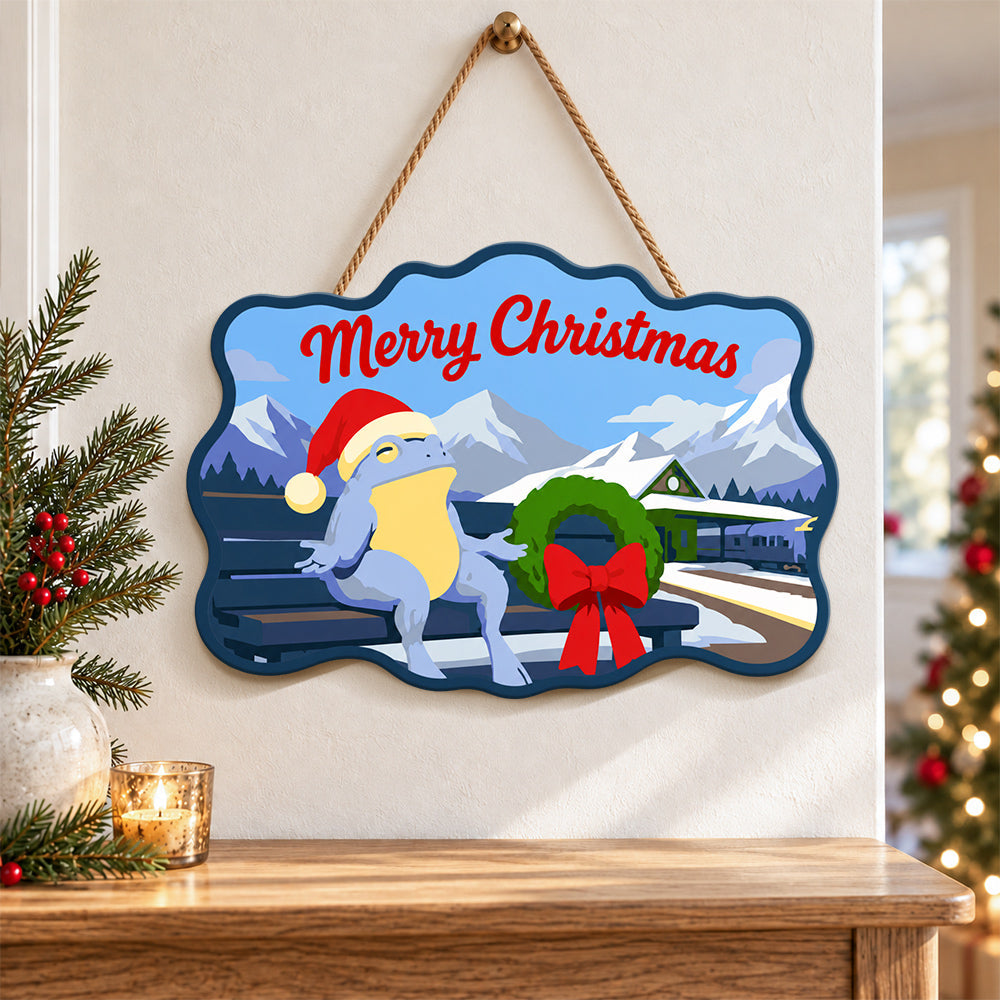 Mountain bench holiday paint by numbers door hanger as indoor wall decor
