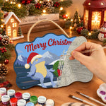 Mountain bench holiday paint by numbers door hanger painting process