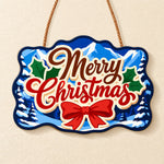 Mountain christmas scene paint by numbers door hanger finished design