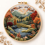 Mountain lake autumn landscape embroidery kit