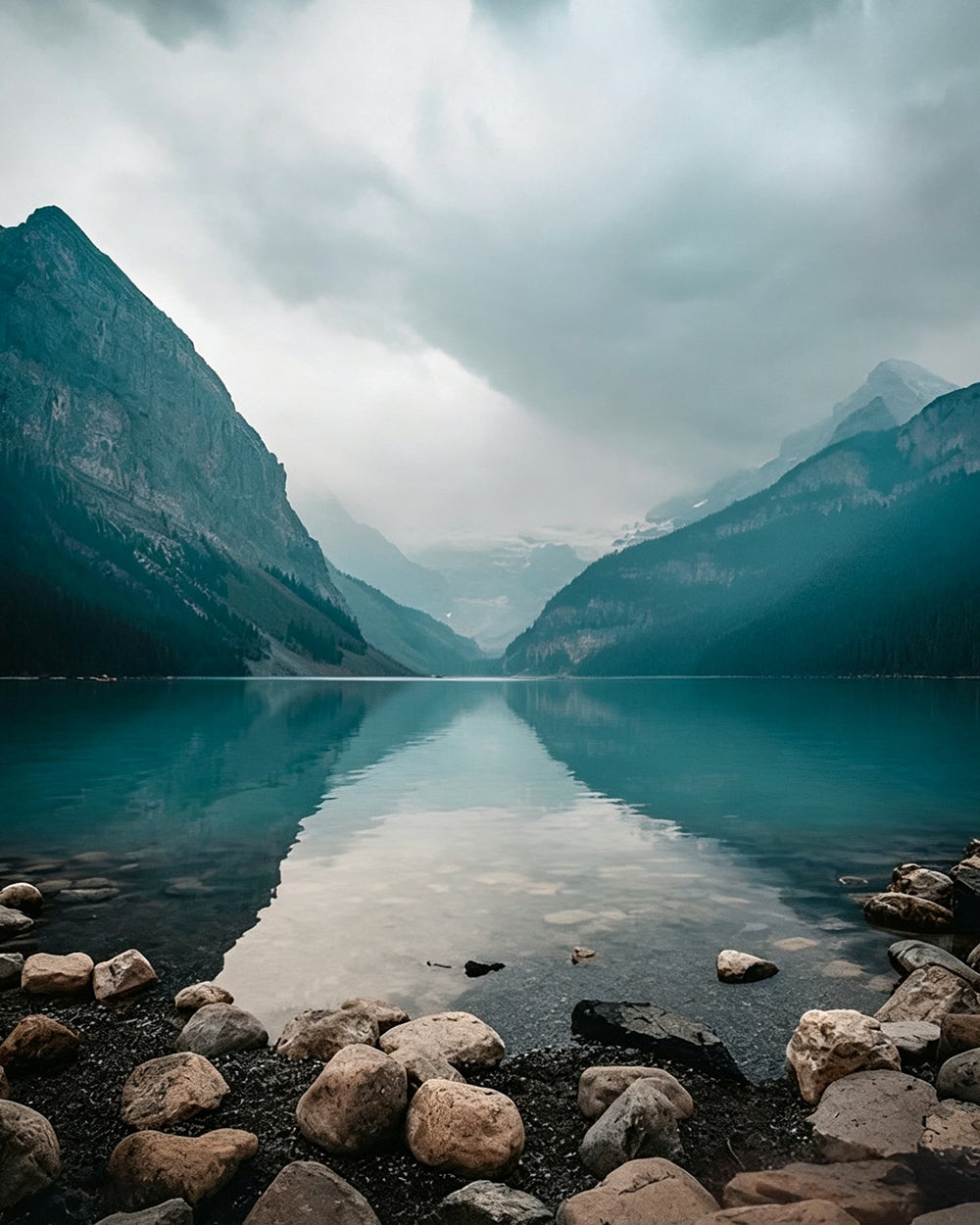 Mountain lake reflection cross stitch kit for beginners