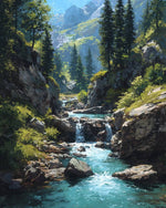 Mountain stream cross stitch kit for beginners