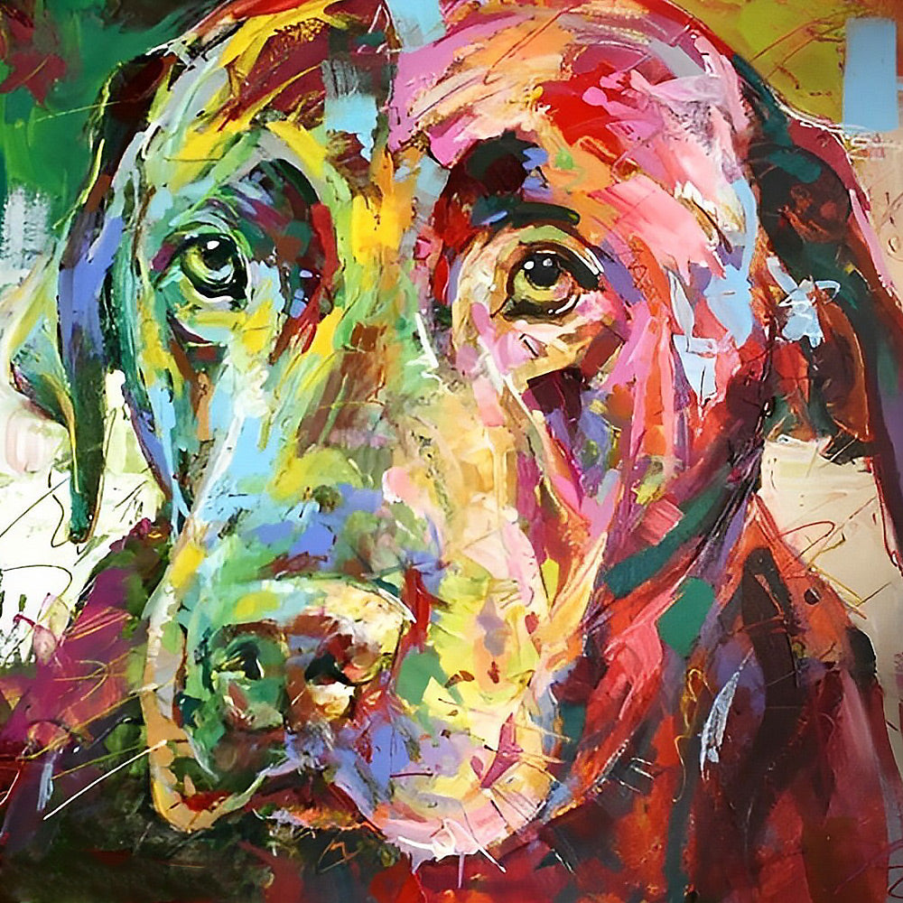 Multicolored dog face cross stitch kit for beginners