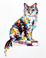 Multicoloured cat cross stitch kit for beginners