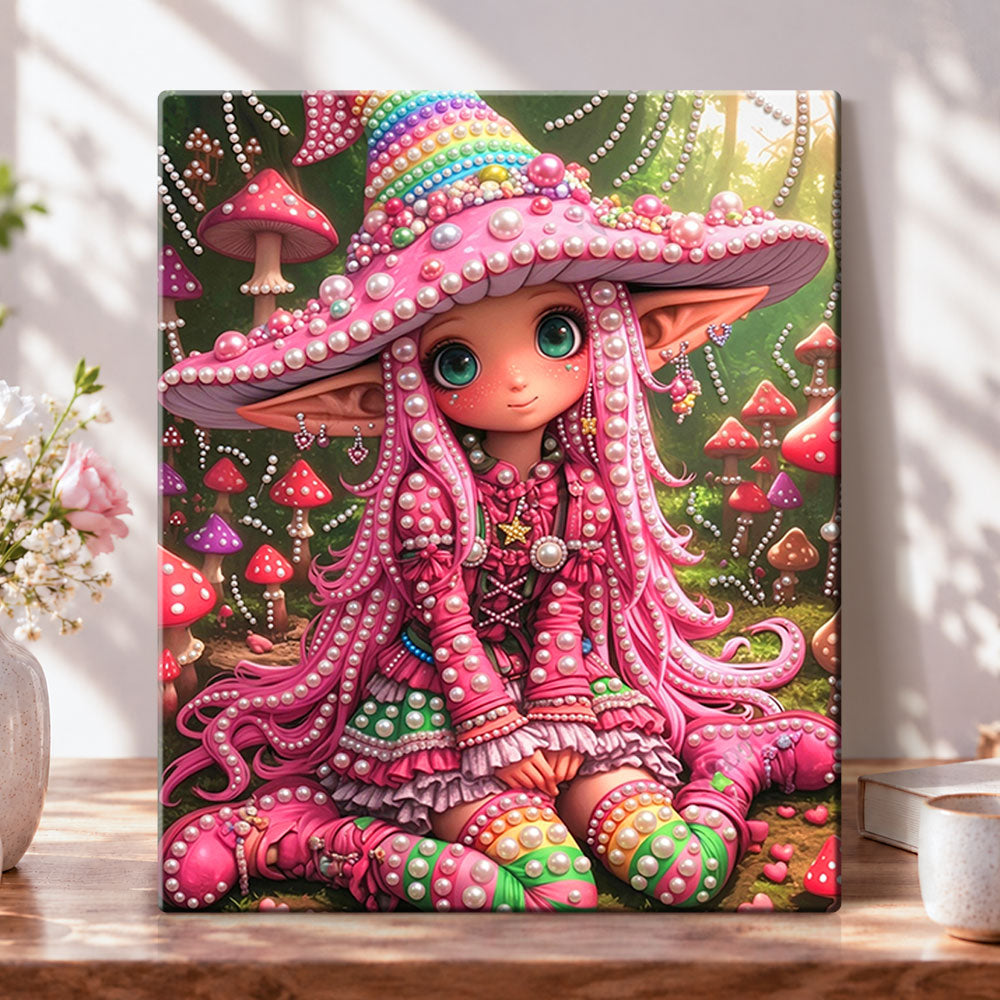 Mushroom forest elf pearl diamond painting kit for beginners