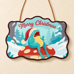 Mushroom frog christmas paint by numbers door hanger finished design