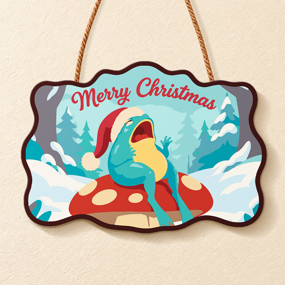 Mushroom frog christmas paint by numbers door hanger finished design