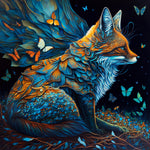 Mystical fox and butterflies cross stitch kit for beginners