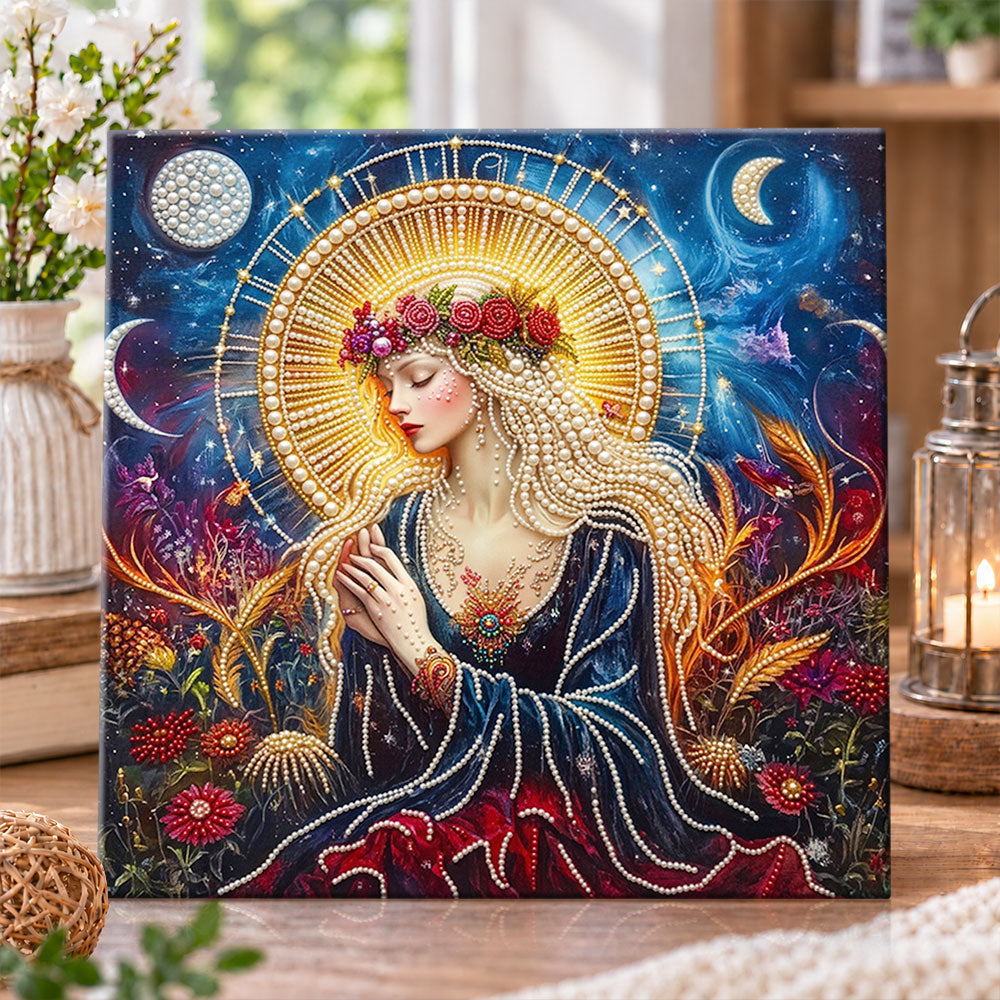 Mystical moon goddess pearl diamond painting kit for beginners