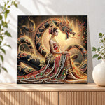 Finished mystical naga and maiden pearl diamond painting artwork displayed as holiday home decor