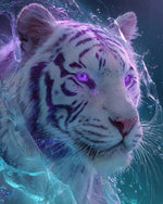 Mystical purple-eyed tiger cross stitch kit for beginners