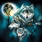 Mystical wolf pack under a full moon paint by numbers kit for beginners