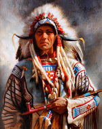 Native american chief portrait cross stitch kit for beginners