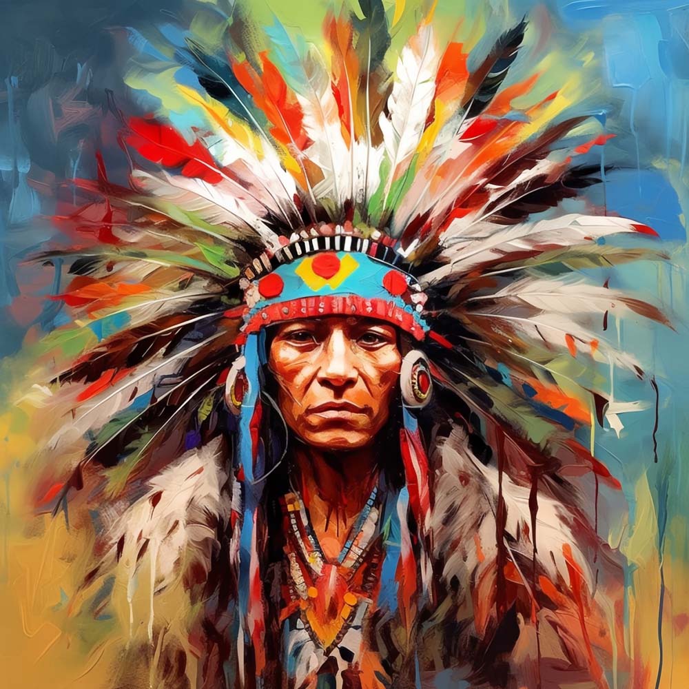 Native american portrait cross stitch kit for beginners