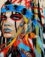 Native american style feather portrait cross stitch kit for beginners