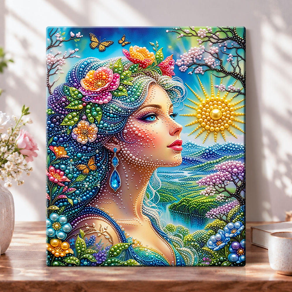 Nature goddess glow pearl diamond painting kit for beginners