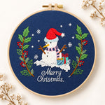 Navy snowman art embroidery kit