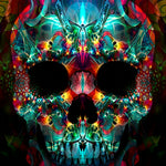 Neon abstract skull cross stitch kit for beginners