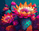 Neon cactus flowers cross stitch kit for beginners