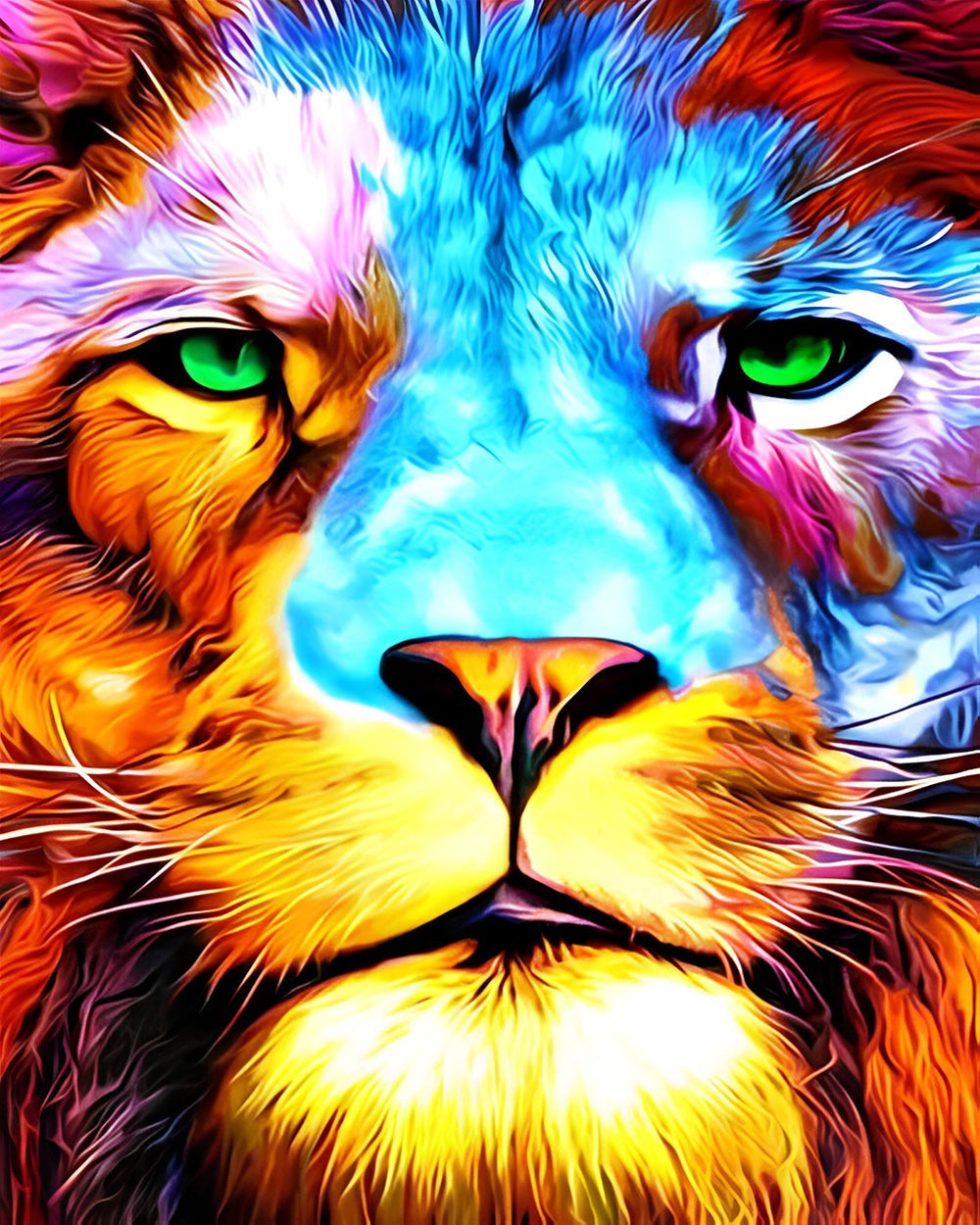 Neon colourful lion cross stitch kit for beginners