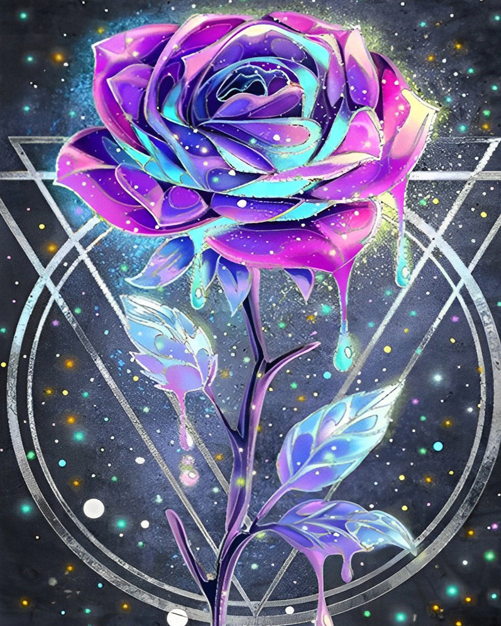 Neon crystal rose cross stitch kit for beginners