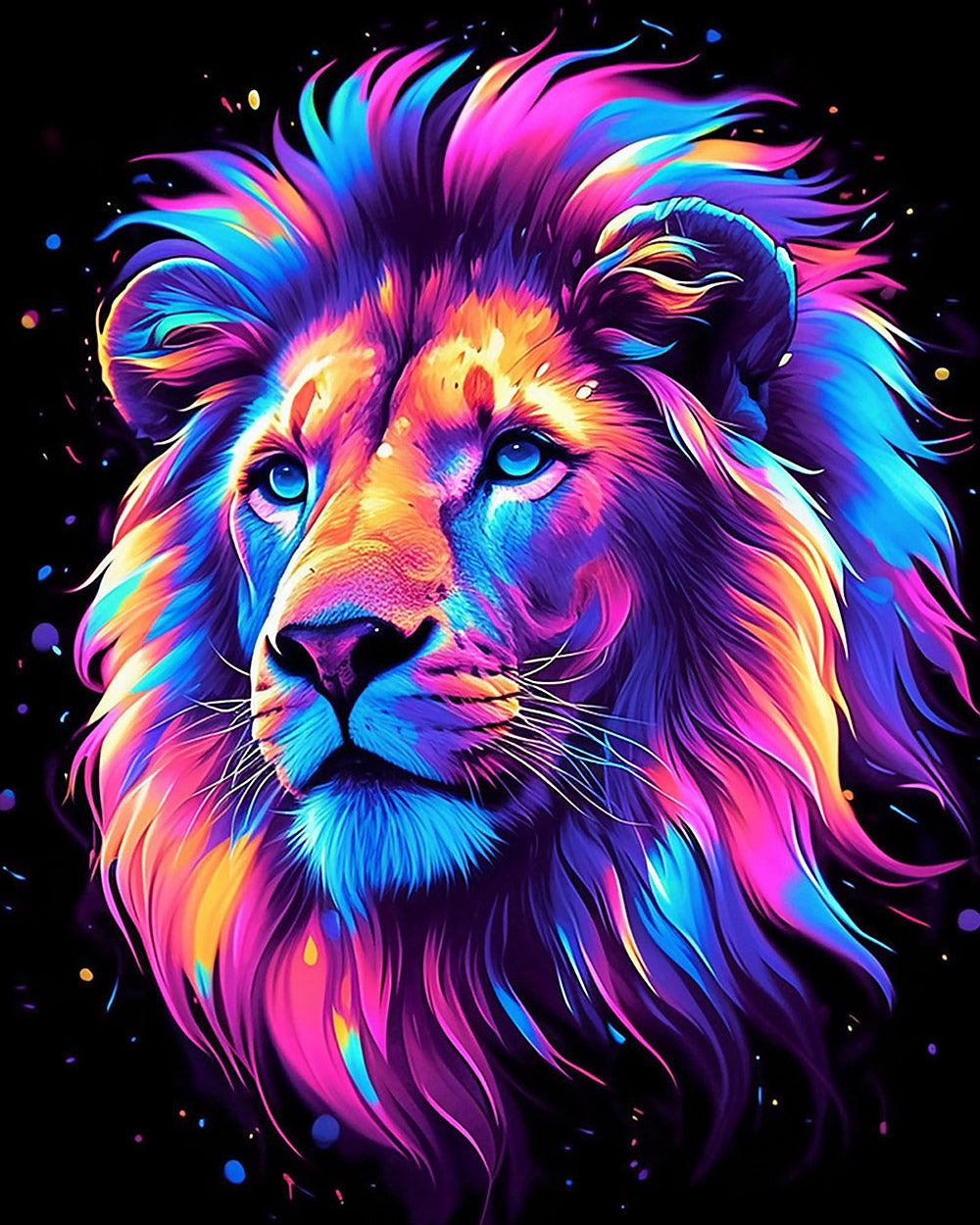 Neon galaxy lion cross stitch kit for beginners