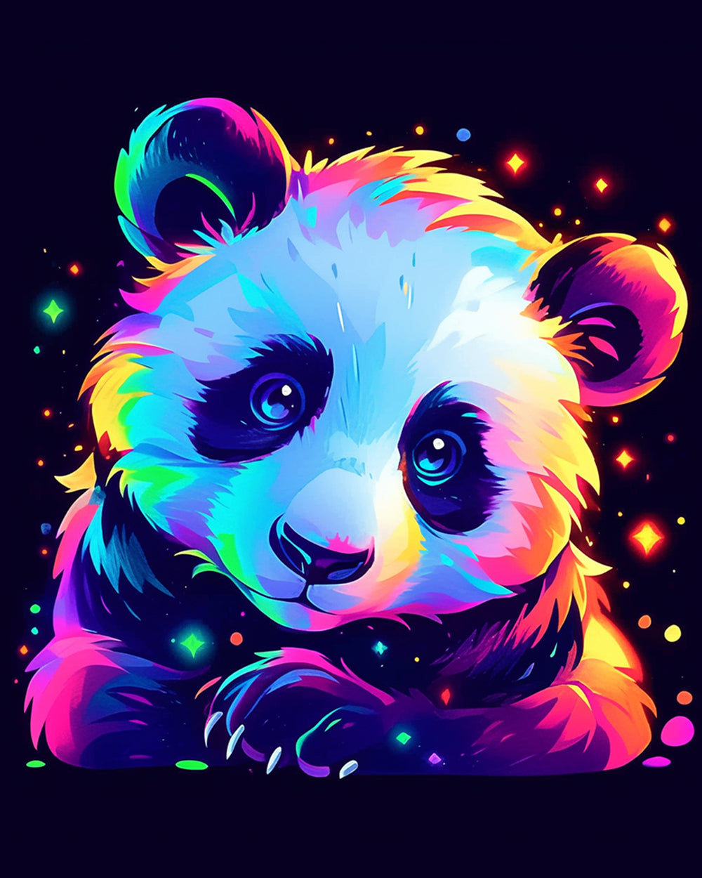Neon galaxy panda cross stitch kit for beginners