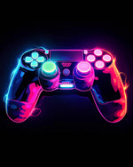 Neon gaming controller cross stitch kit for beginners