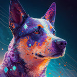 Neon geometric australian shepherd cross stitch kit for beginners
