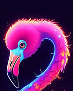 Neon glowing flamingo paint by numbers kit for beginners