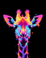 Neon glowing giraffe cross stitch kit for beginners