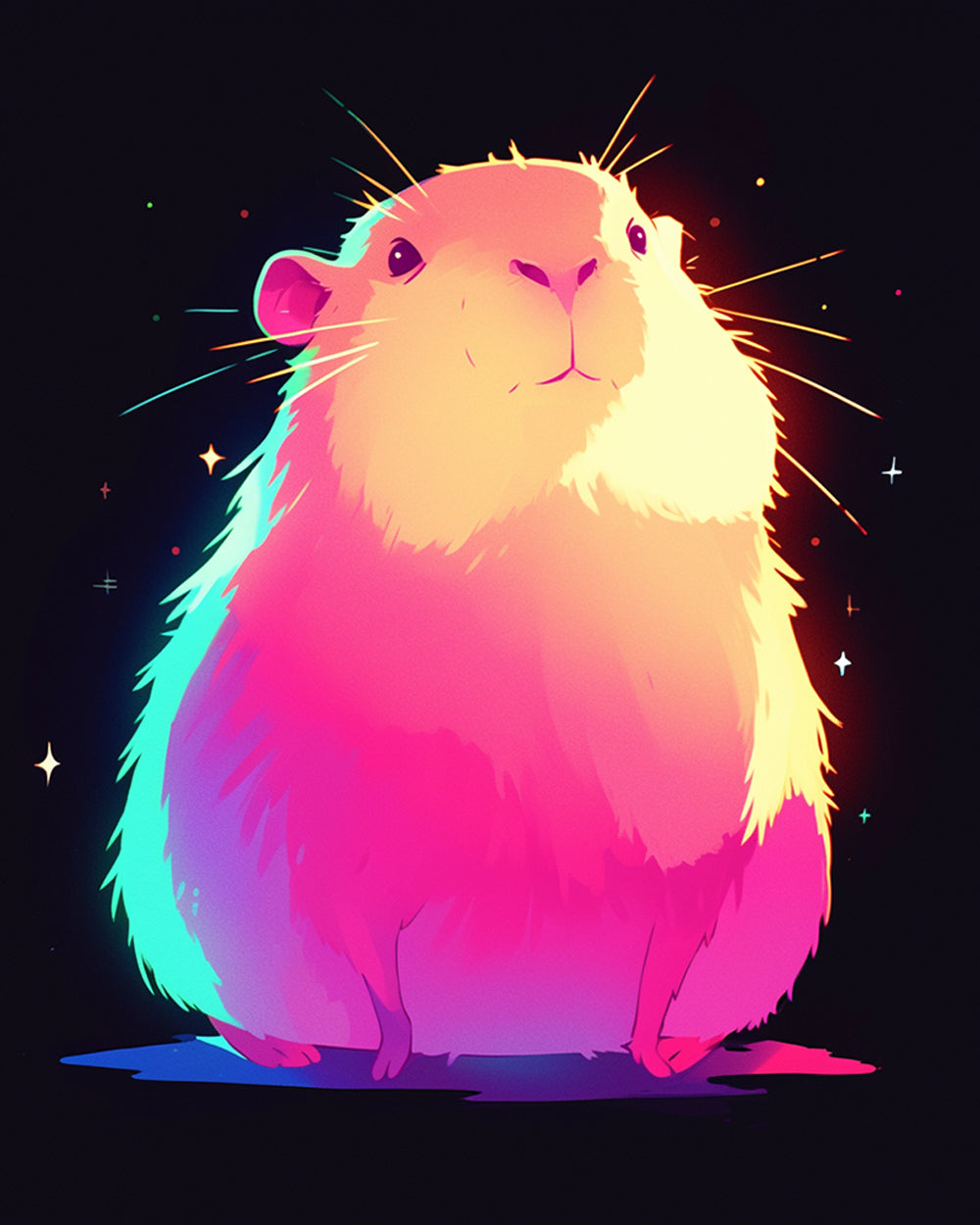 Neon glowing guinea pig paint by numbers kit for beginners