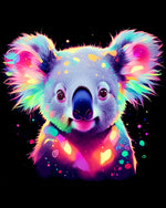 Neon glowing koala paint by numbers kit for beginners
