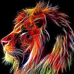 Neon glowing lion in the dark paint by numbers kit for beginners