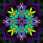 Neon green and purple abstract mandala cross stitch kit for beginners