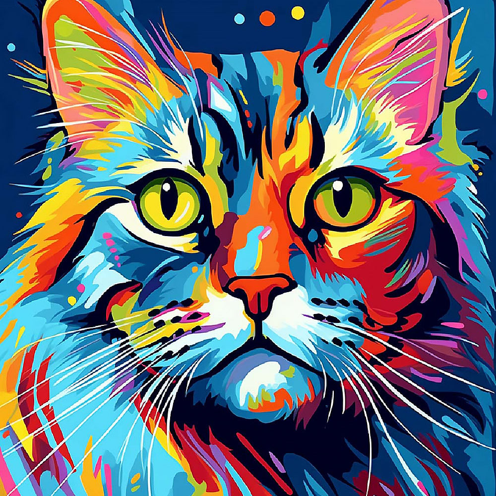 Neon grumpy cat pop art cross stitch kit for beginners