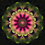 Neon pink and green kaleidoscope mandala cross stitch kit for beginners