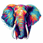 Neon pop art elephant close-up cross stitch kit for beginners