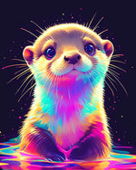 Neon rainbow otter cross stitch kit for beginners