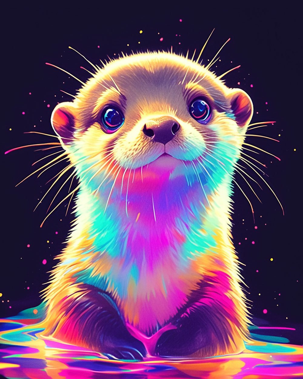 Neon rainbow otter cross stitch kit for beginners
