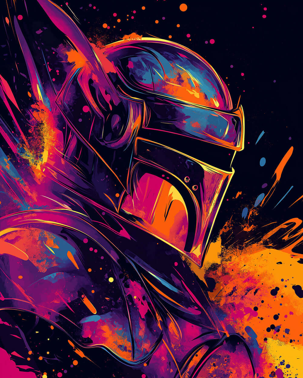 Neon sci-fi helmet cross stitch kit for beginners