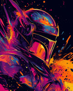 Neon sci-fi helmet cross stitch kit for beginners